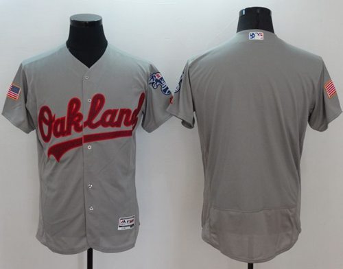 Athletics Blank Grey Fashion Stars & Stripes Flexbase Authentic Stitched MLB Jersey - Click Image to Close